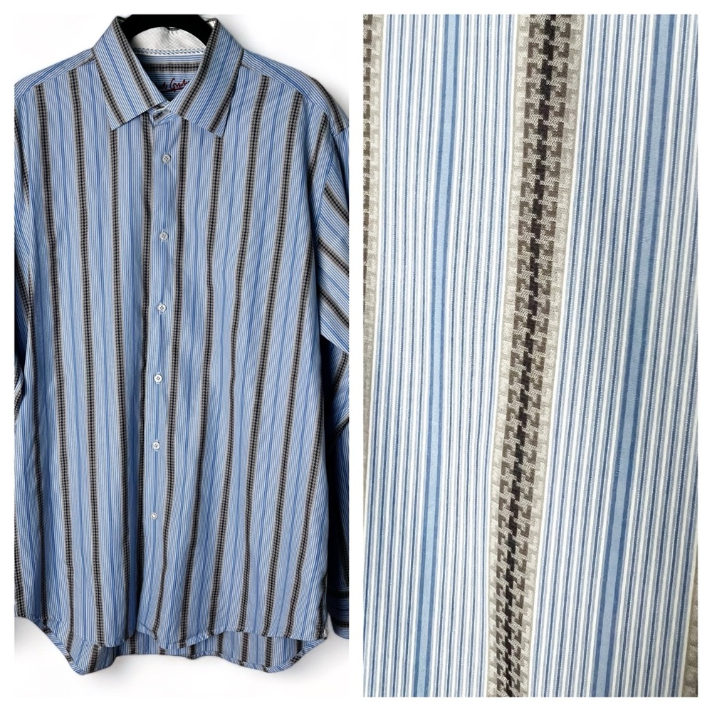 Robert Graham - Blue and Gray Striped Button Down - Sz. L